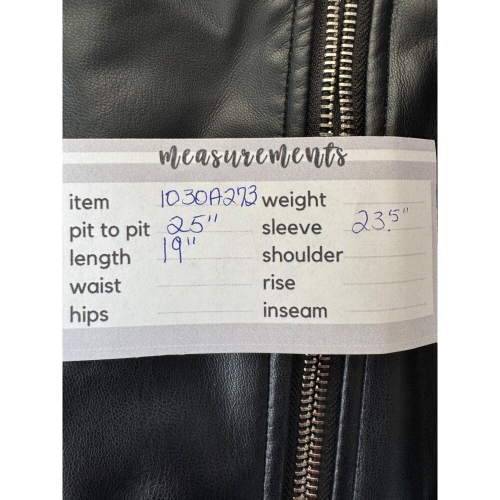 NWOT ZARA M Black Faux Leather Biker Jacket Zipper Details & Epaulettes - Picture 9 of 14